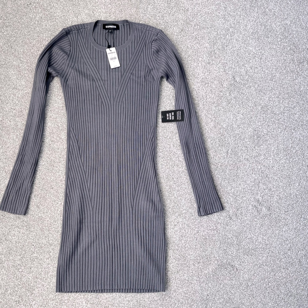 Express grey bodycon sweater dress. Size small. NWT
